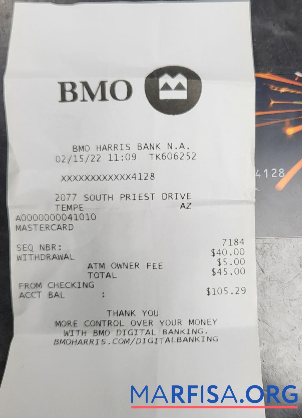 Downloadable Canada BMO bank receipt template